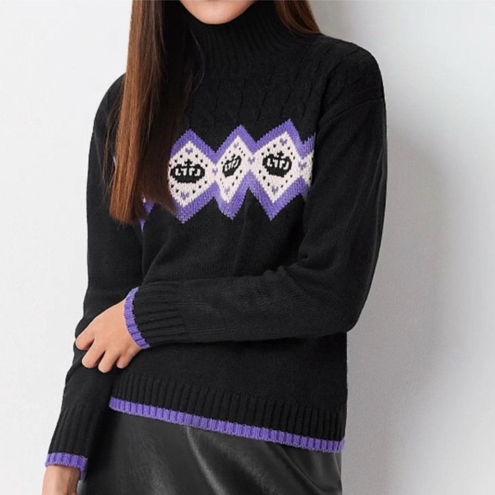Juicy Couture Mock Neck Argyle Logo Sweater Plus Size XXL New